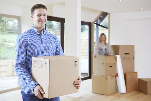 Boxes and household items prepared for transport in Hampton Hill