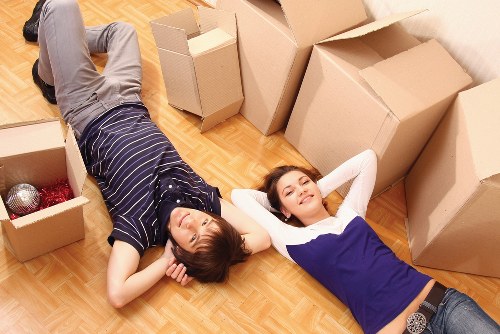 Office furniture transport and setup during a local Hampton Hill move